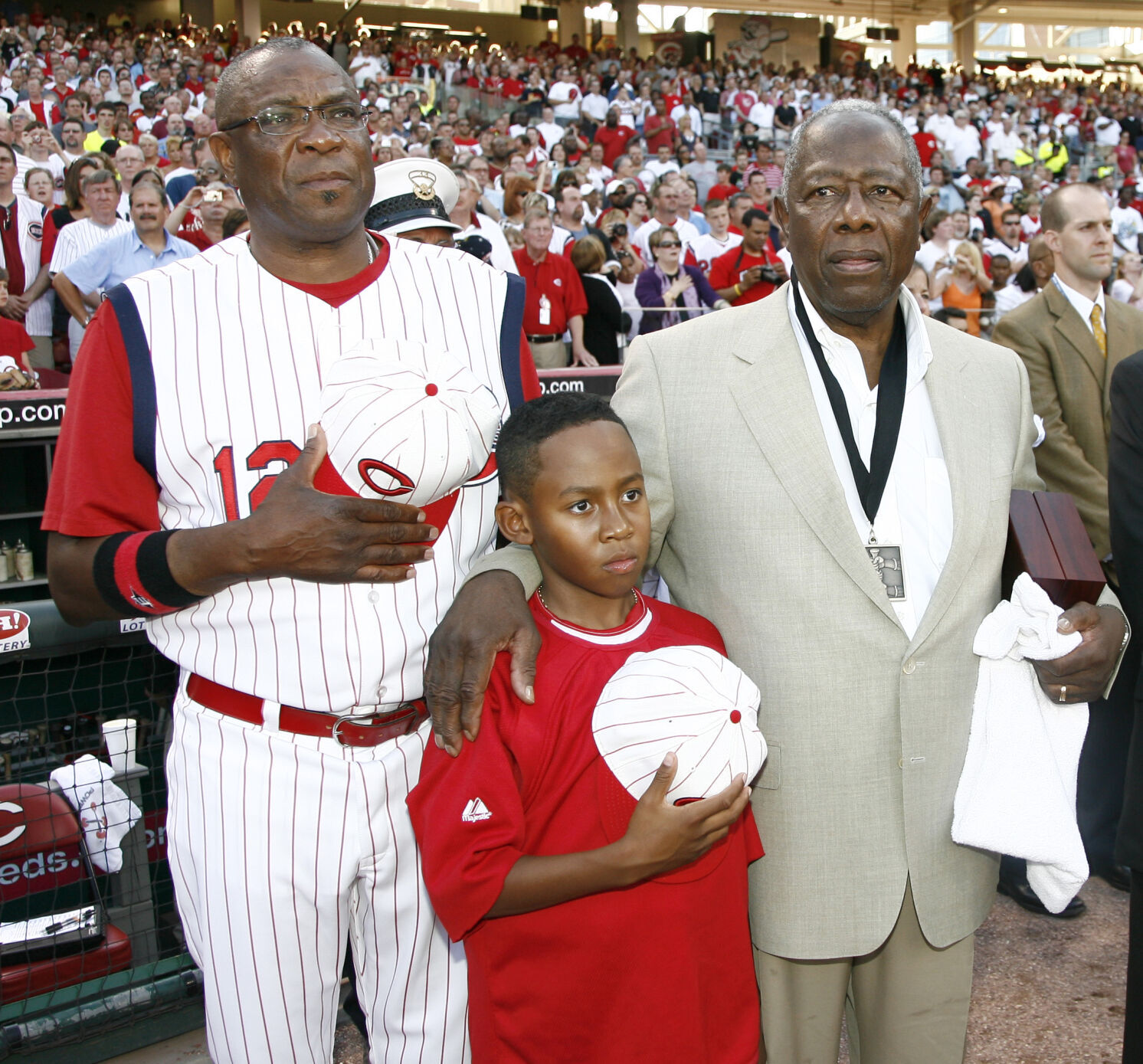 Dusty Baker, Darren Baker, Hank Aaron